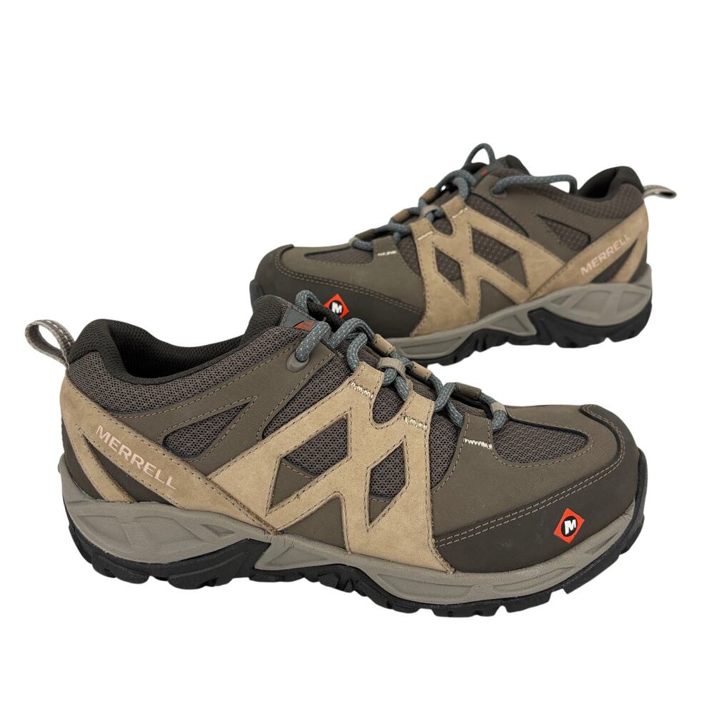 Merrell Siren Alloy Toe Work Sneaker Size 7 Brown Leather Safety Shoe ASTM Rated